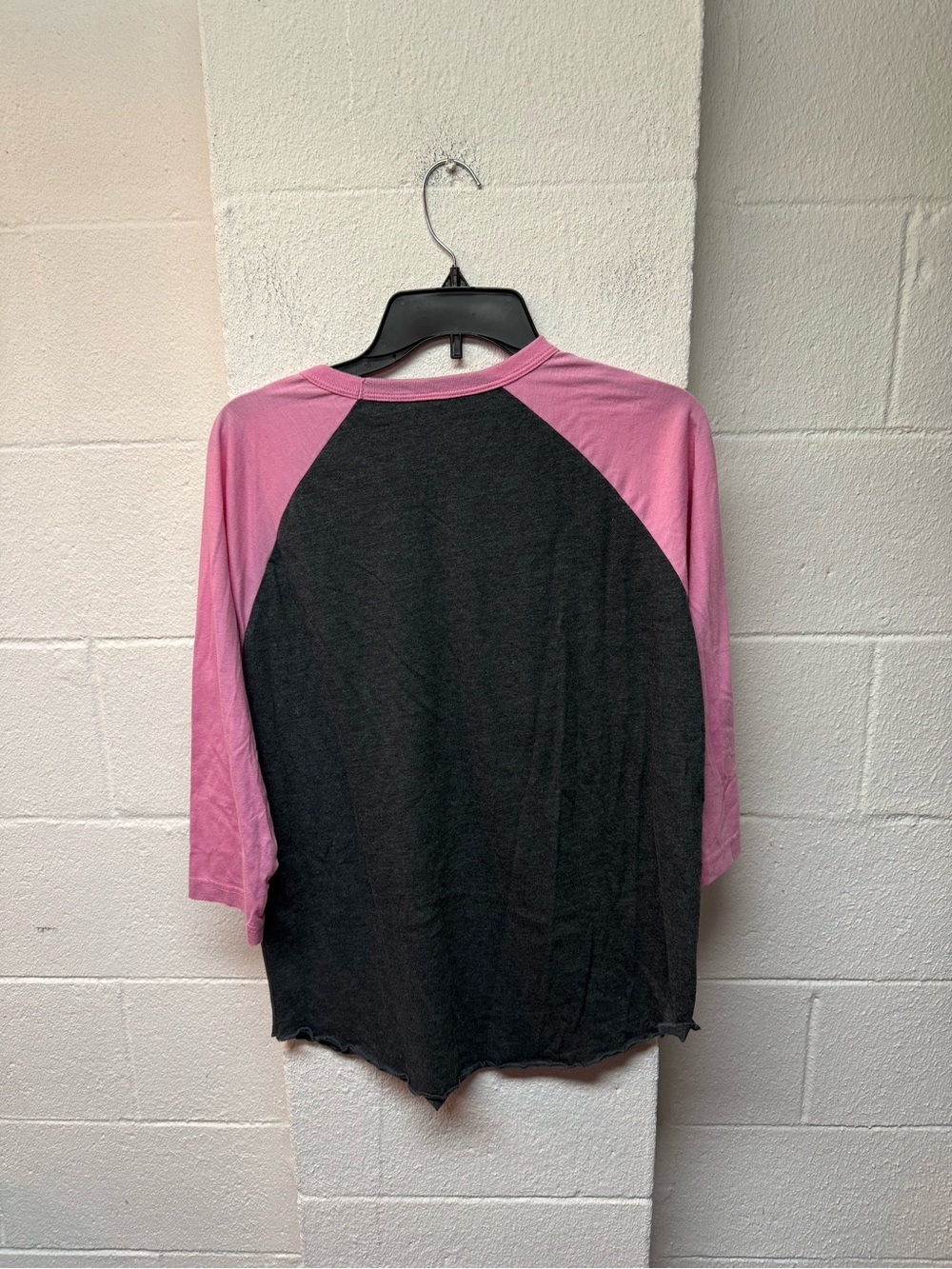 Carbon Pink and Black Raglan Long Sleeve Tee with Slogan - Picture 3 of 3